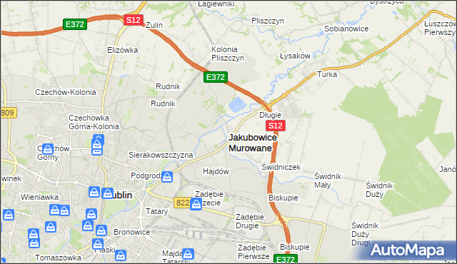 mapa Jakubowice Murowane, Jakubowice Murowane na mapie Targeo