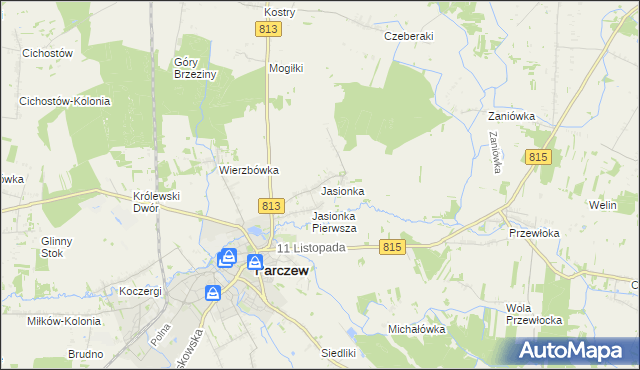 mapa Jasionka gmina Parczew, Jasionka gmina Parczew na mapie Targeo