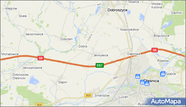 mapa Jenkowice gmina Oleśnica, Jenkowice gmina Oleśnica na mapie Targeo