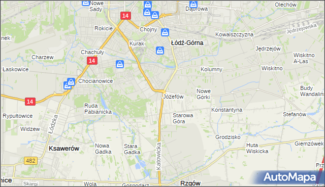 mapa Józefów gmina Łódź, Józefów gmina Łódź na mapie Targeo