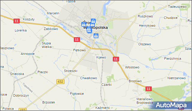 mapa Kijewo gmina Środa Wielkopolska, Kijewo gmina Środa Wielkopolska na mapie Targeo