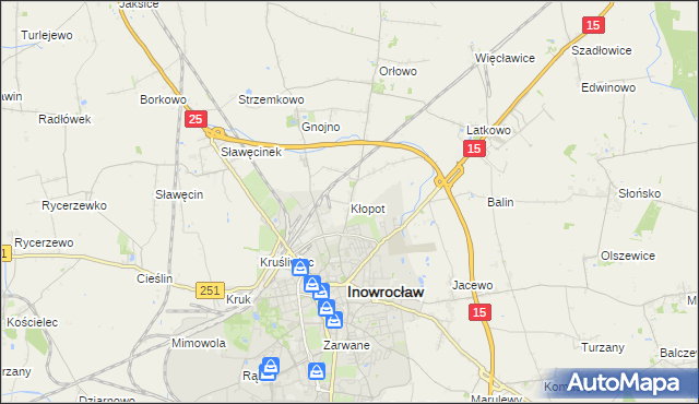 mapa Kłopot gmina Inowrocław, Kłopot gmina Inowrocław na mapie Targeo