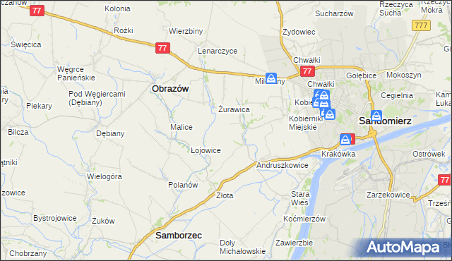 mapa Kolonie gmina Samborzec, Kolonie gmina Samborzec na mapie Targeo