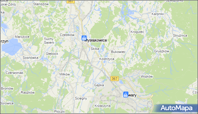 mapa Kostrzyca, Kostrzyca na mapie Targeo