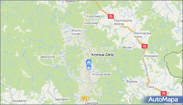 mapa Krynica-Zdrój, Krynica-Zdrój na mapie Targeo