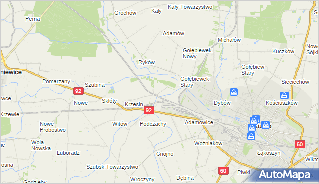 mapa Krzesinówek, Krzesinówek na mapie Targeo
