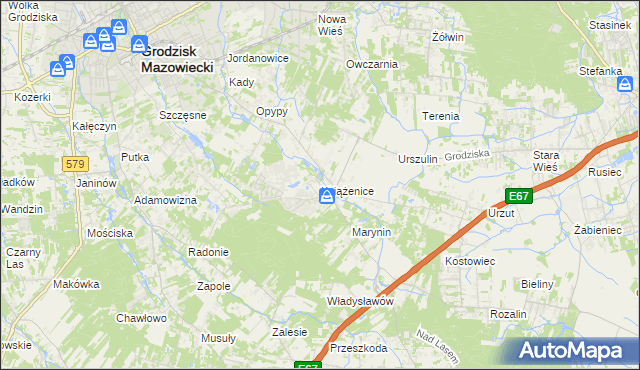 mapa Książenice gmina Grodzisk Mazowiecki, Książenice gmina Grodzisk Mazowiecki na mapie Targeo