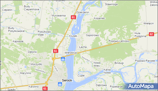 mapa Łacha gmina Serock, Łacha gmina Serock na mapie Targeo