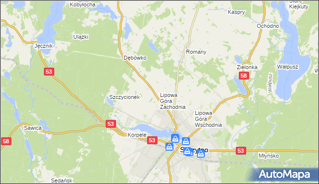 mapa Lipowa Góra Zachodnia, Lipowa Góra Zachodnia na mapie Targeo