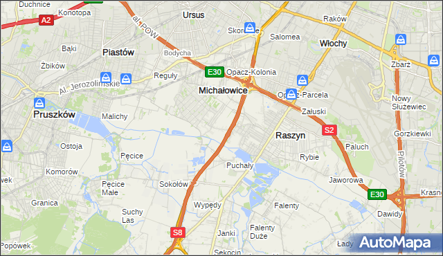 mapa Michałowice-Wieś, Michałowice-Wieś na mapie Targeo