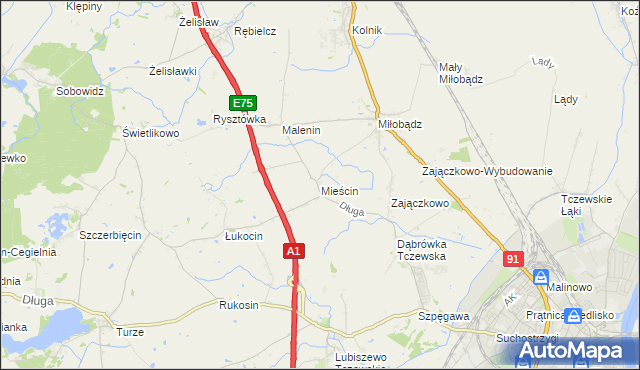 mapa Mieścin, Mieścin na mapie Targeo