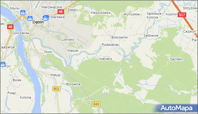 mapa Nieciecz gmina Puławy, Nieciecz gmina Puławy na mapie Targeo