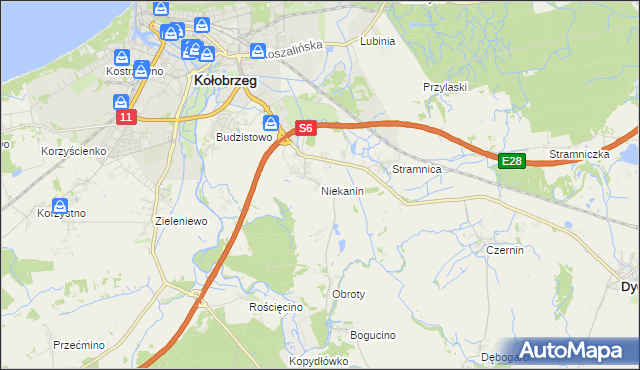 mapa Niekanin, Niekanin na mapie Targeo