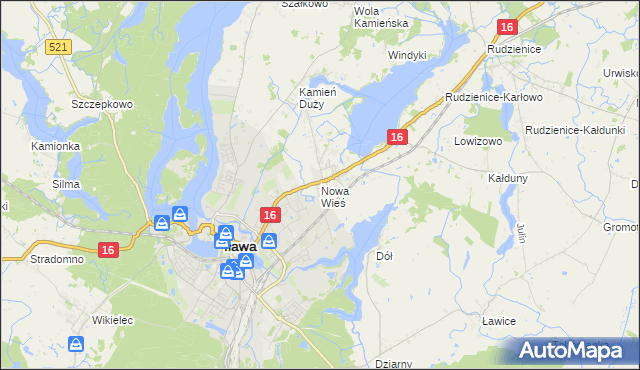 mapa Nowa Wieś gmina Iława, Nowa Wieś gmina Iława na mapie Targeo