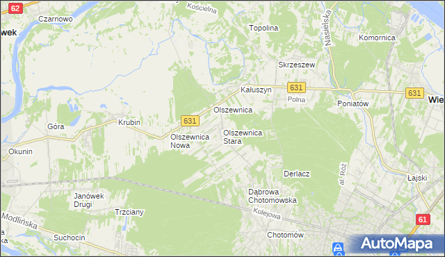mapa Olszewnica Stara, Olszewnica Stara na mapie Targeo