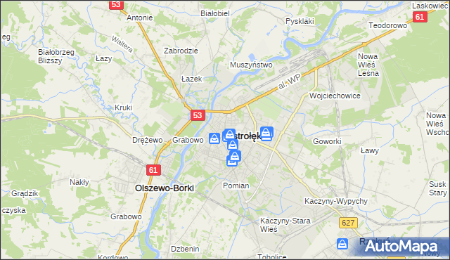 mapa Ostrołęka, Ostrołęka na mapie Targeo