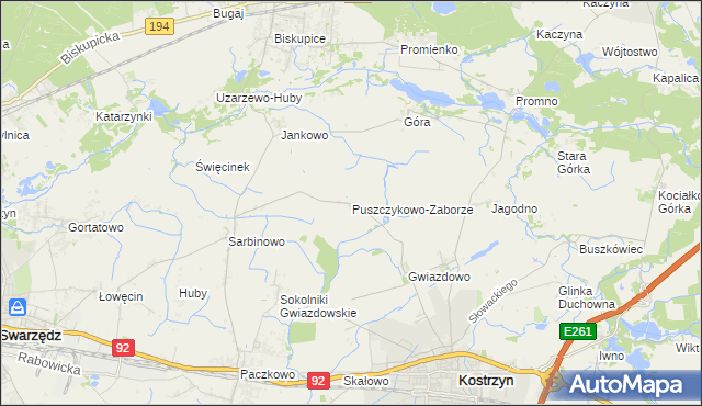 mapa Puszczykowo-Zaborze, Puszczykowo-Zaborze na mapie Targeo