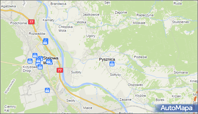 mapa Pysznica, Pysznica na mapie Targeo