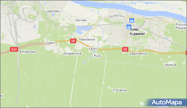 mapa Rudy gmina Solec Kujawski, Rudy gmina Solec Kujawski na mapie Targeo