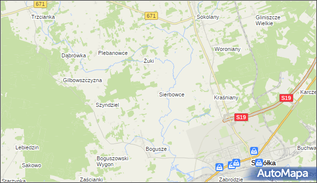 mapa Sierbowce, Sierbowce na mapie Targeo