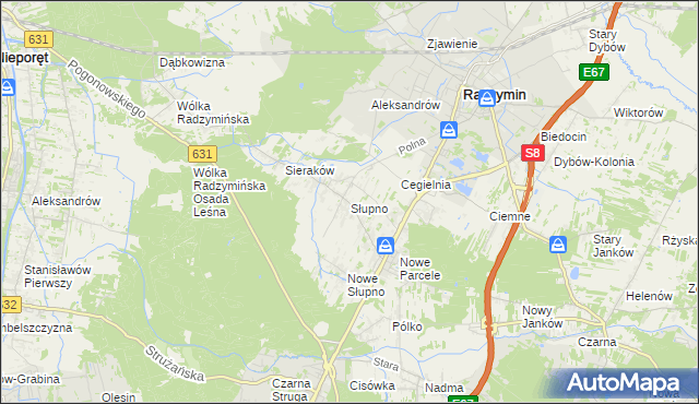 mapa Słupno gmina Radzymin, Słupno gmina Radzymin na mapie Targeo