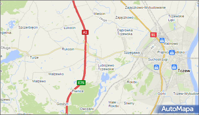 mapa Stanisławie gmina Tczew, Stanisławie gmina Tczew na mapie Targeo