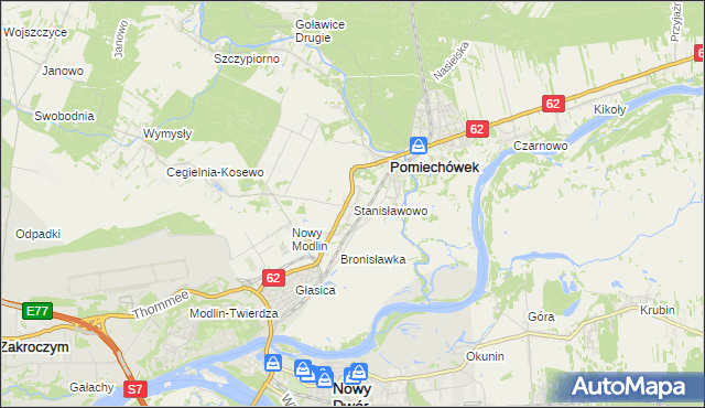 mapa Stanisławowo gmina Pomiechówek, Stanisławowo gmina Pomiechówek na mapie Targeo