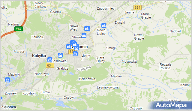 mapa Stare Lipiny, Stare Lipiny na mapie Targeo
