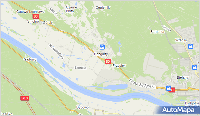 mapa Stary Toruń, Stary Toruń na mapie Targeo