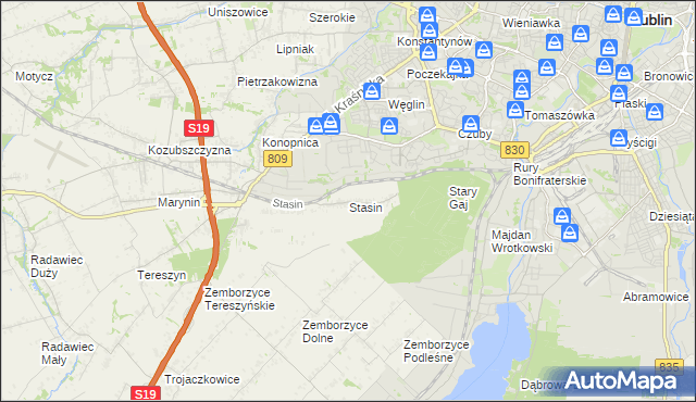 mapa Stasin gmina Konopnica, Stasin gmina Konopnica na mapie Targeo
