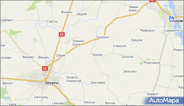 mapa Stodoły gmina Strzelno, Stodoły gmina Strzelno na mapie Targeo