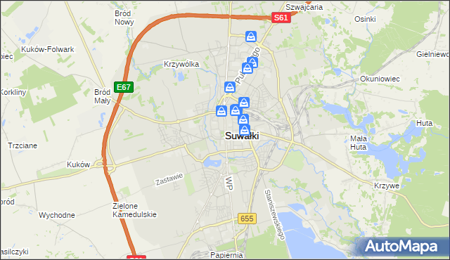 mapa Suwałk, Suwałki na mapie Targeo