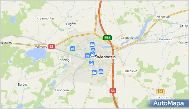 mapa Świebodzin, Świebodzin na mapie Targeo