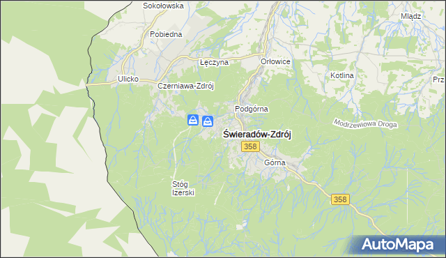 mapa Świeradów-Zdrój, Świeradów-Zdrój na mapie Targeo
