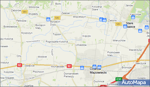 mapa Umiastów, Umiastów na mapie Targeo