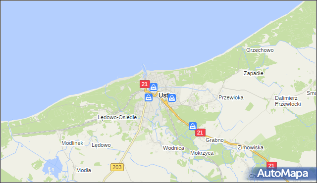 mapa Ustka, Ustka na mapie Targeo