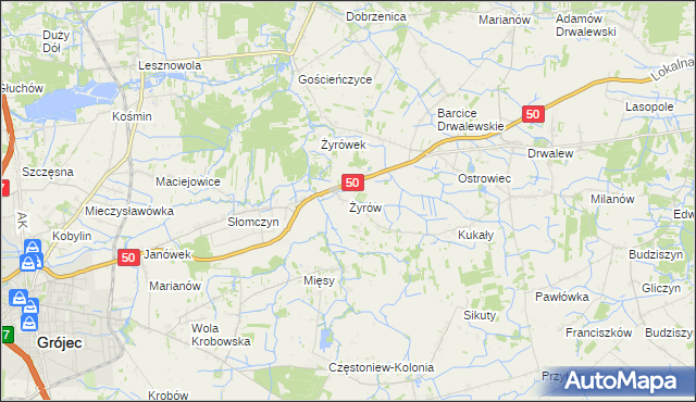 mapa Żyrów, Żyrów na mapie Targeo