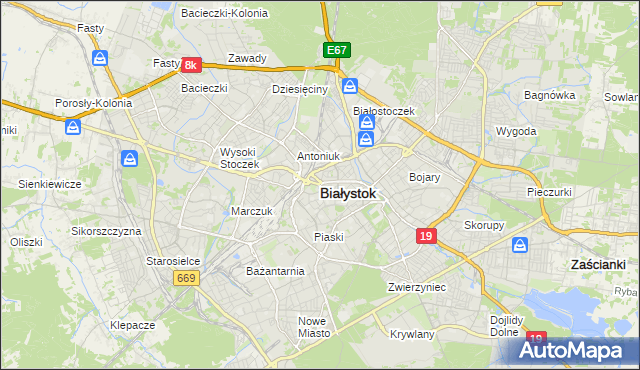 mapa Białegostoku, Białystok na mapie Targeo
