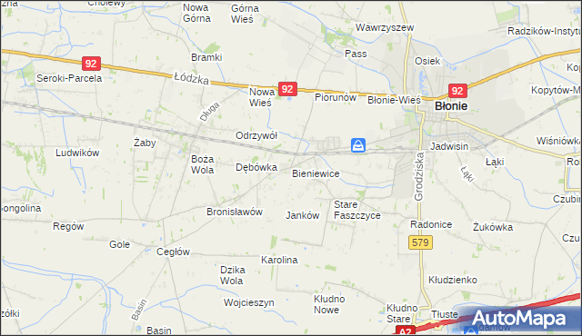 mapa Bieniewice, Bieniewice na mapie Targeo