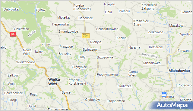 mapa Brzozówka gmina Zielonki, Brzozówka gmina Zielonki na mapie Targeo