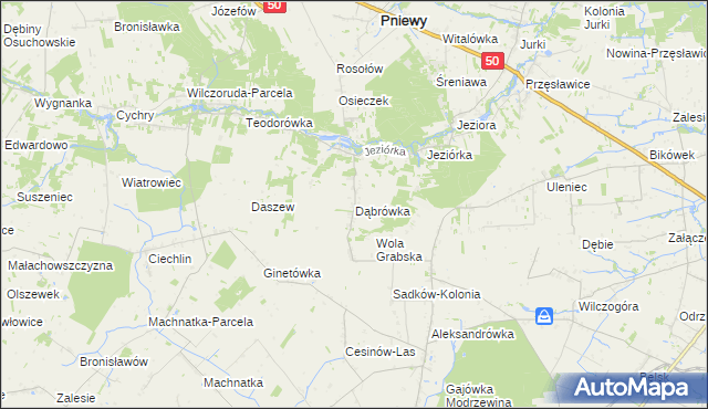 mapa Dąbrówka gmina Pniewy, Dąbrówka gmina Pniewy na mapie Targeo