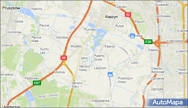 mapa Falenty Duże, Falenty Duże na mapie Targeo