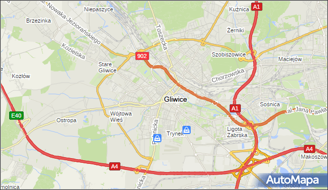mapa Gliwic, Gliwice na mapie Targeo