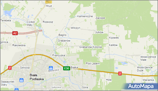 mapa Grabanów-Kolonia, Grabanów-Kolonia na mapie Targeo