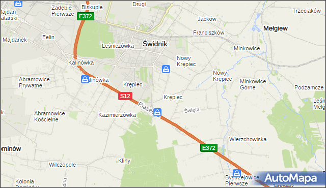 mapa Krępiec gmina Mełgiew, Krępiec gmina Mełgiew na mapie Targeo