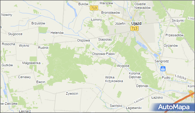 mapa Maksymów gmina Ujazd, Maksymów gmina Ujazd na mapie Targeo