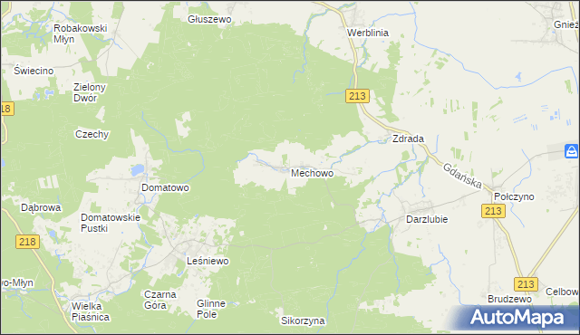 mapa Mechowo gmina Puck, Mechowo gmina Puck na mapie Targeo