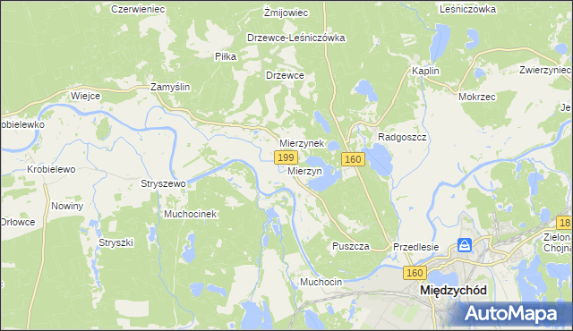 mapa Mierzyn gmina Międzychód, Mierzyn gmina Międzychód na mapie Targeo