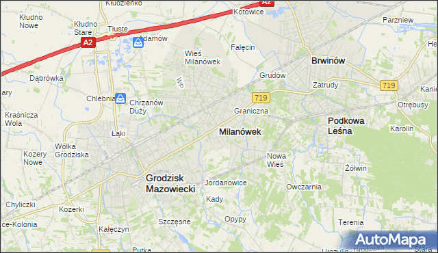 mapa Milanówek, Milanówek na mapie Targeo