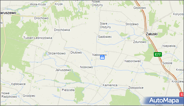 mapa Naborowo, Naborowo na mapie Targeo